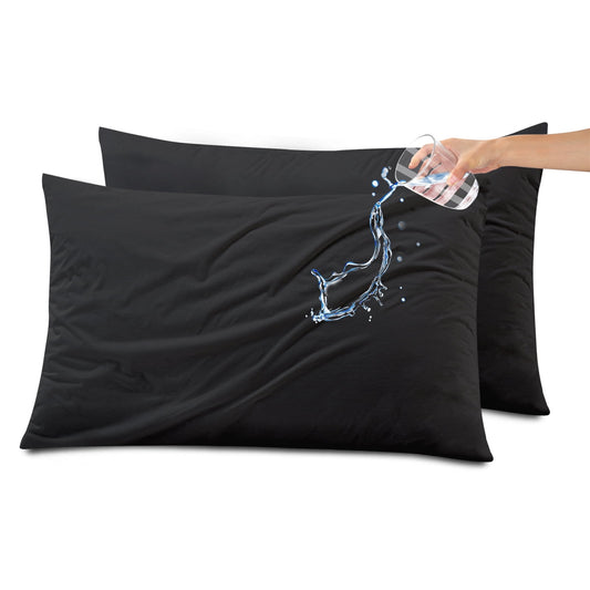 Kingrest Waterproof Pillow Protector with Zipper Standard Size, Cooling Bamboo Zippered Pillow Case Protector, Bed Bedbug Pillow Case Cover Prevent Dust Mites & Allergen (2 Packs, Standard 20x26)