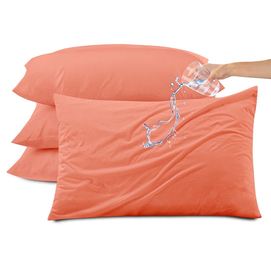 Kingrest Waterproof Pillow Protector with Zipper Standard Size, Cooling Bamboo Zippered Pillow Case Protector, Bed Bedbug Pillow Case Cover Prevent Dust Mites & Allergen (4 Packs, Standard 20x26)