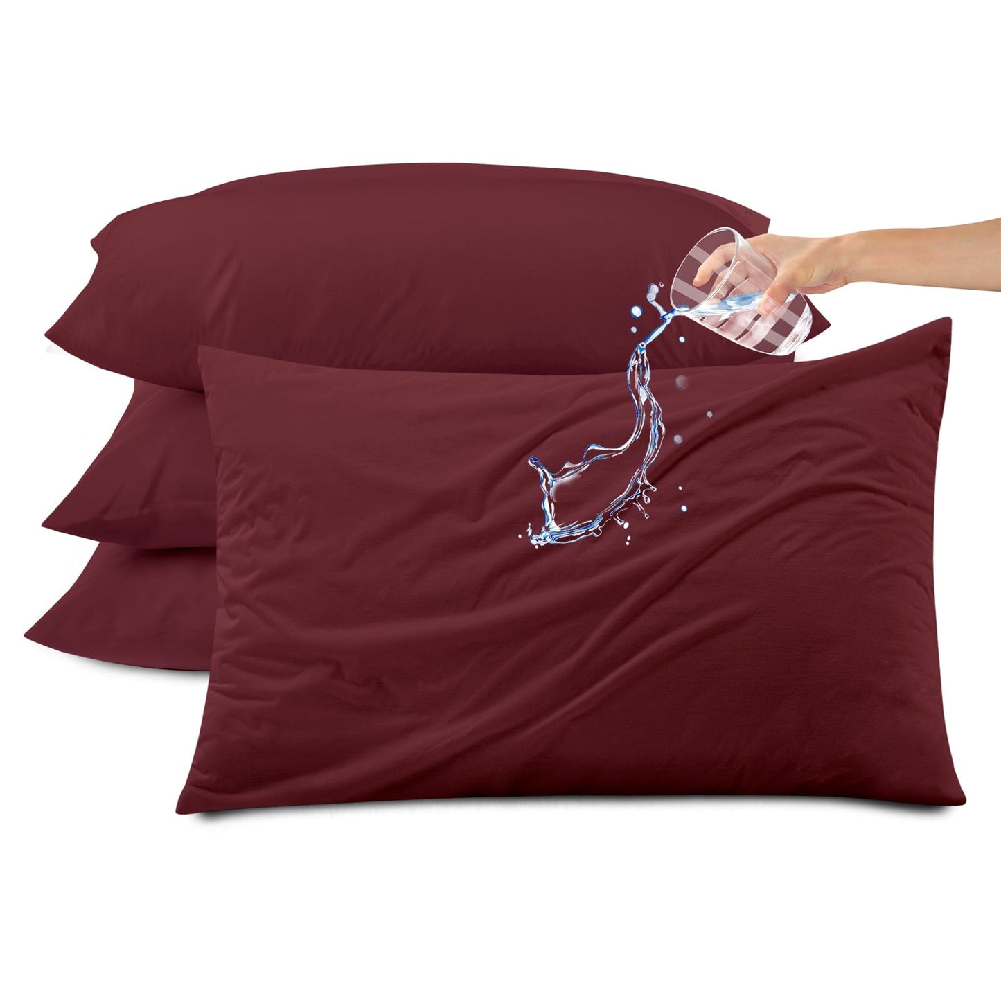 Kingrest Waterproof Pillow Protector with Zipper Standard Size, Cooling Bamboo Zippered Pillow Case Protector, Bed Bedbug Pillow Case Cover Prevent Dust Mites & Allergen (4 Packs, Standard 20x26)