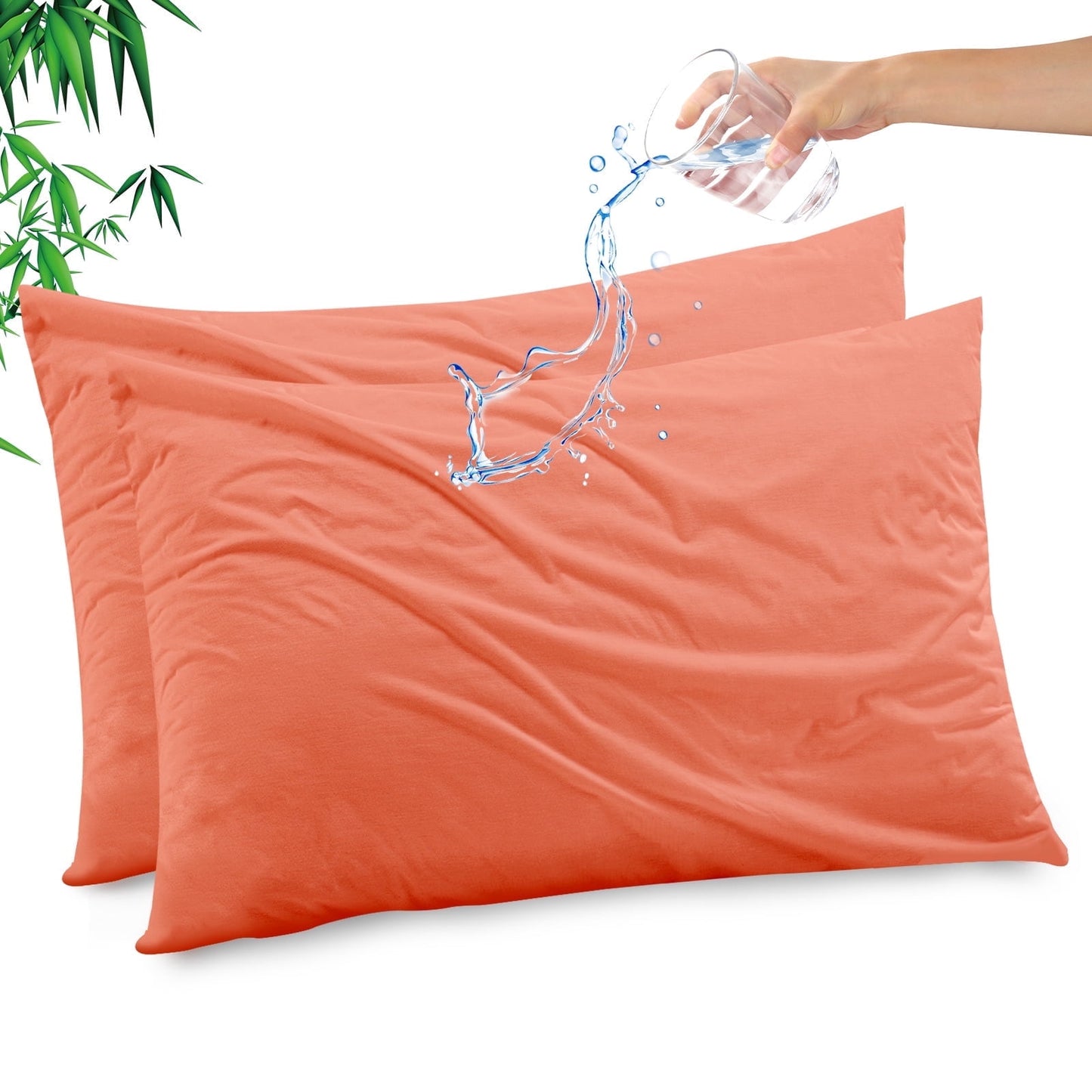GOGREEN Waterproof Pillow Protectors with Zipper Standard Size, Cooling Bamboo Zippered Pillow Case Protector, Bed Bedbug Pillow Case Cover Prevent Dust Mite and Allergen (2 Packs, Standard 20x26)