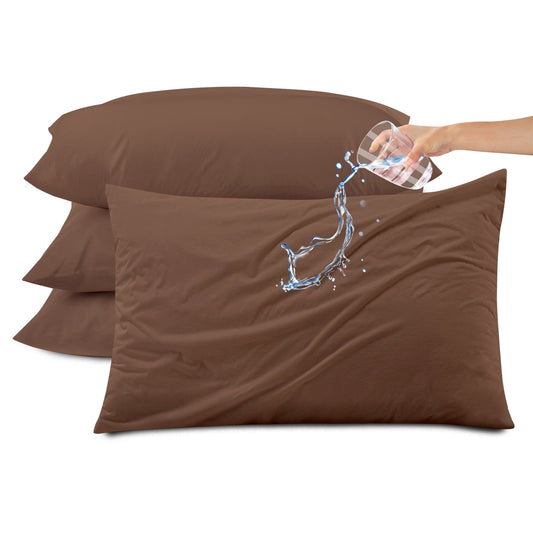 Kingrest Waterproof Pillow Protector with Zipper Standard Size, Cooling Bamboo Zippered Pillow Case Protector, Bed Bedbug Pillow Case Cover Prevent Dust Mites & Allergen (4 Packs, Standard 20x26)