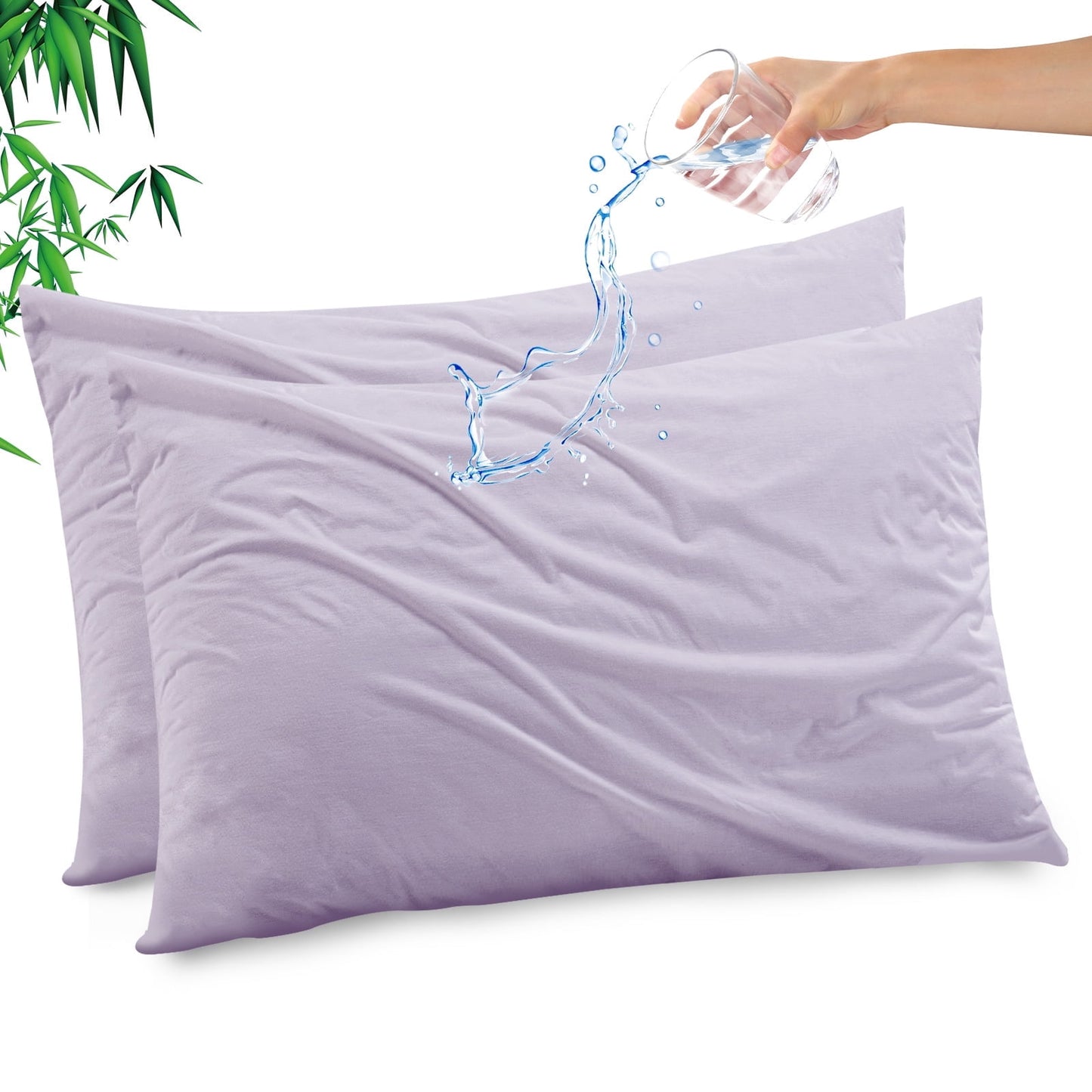 GOGREEN Waterproof Pillow Protectors with Zipper Standard Size, Cooling Bamboo Zippered Pillow Case Protector, Bed Bedbugs Pillow Case Cover Prevent Dust Mites and Allergen (2 Packs, Standard 20x26)