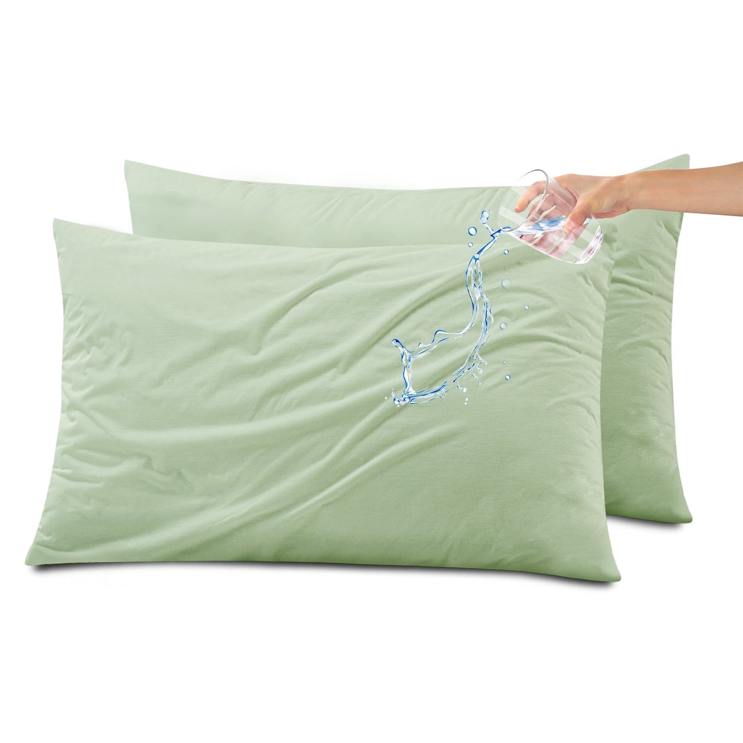 Kingrest Waterproof Pillow Protector with Zipper Standard Size, Cooling Bamboo Zippered Pillow Case Protector, Bed Bedbug Pillow Case Cover Prevent Dust Mites & Allergen (2 Packs, Standard 20x26)