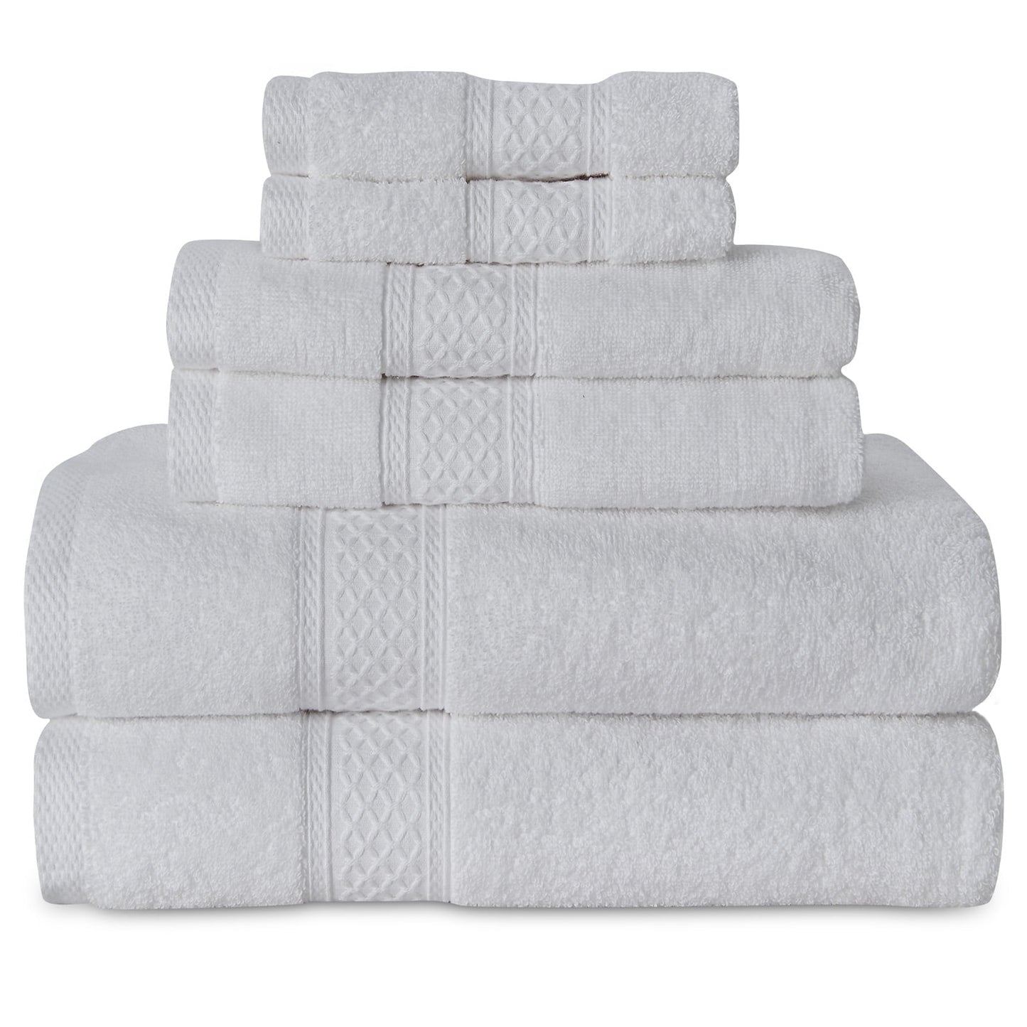 Gogreen Bath Towel Sets of 6 Pieces, 2 Bath Towels 2 Hand Towels 2 Washcloths, 100% Cotton Highly Absorbent Towels for Bathroom, Gym, Hotel (Light Gray)