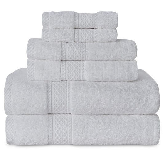 Gogreen Bath Towel Sets of 6 Pieces, 2 Bath Towels 2 Hand Towels 2 Washcloths, 100% Cotton Highly Absorbent Towels for Bathroom, Gym, Hotel (Light Gray)