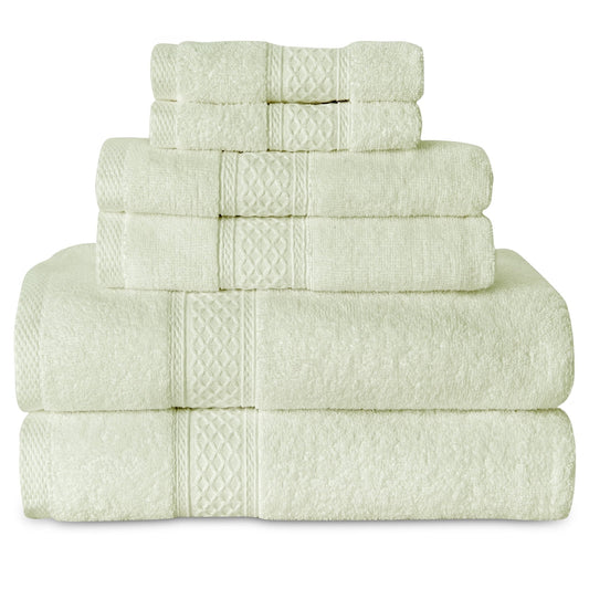 Gogreen 100% Cotton Bath Towel Sets of 6 Pieces, 2 Bath Towels 2 Hand Towels 2 Washcloths, Highly Absorbent Towels for Bathroom, Gym, Hotel (Sage green)