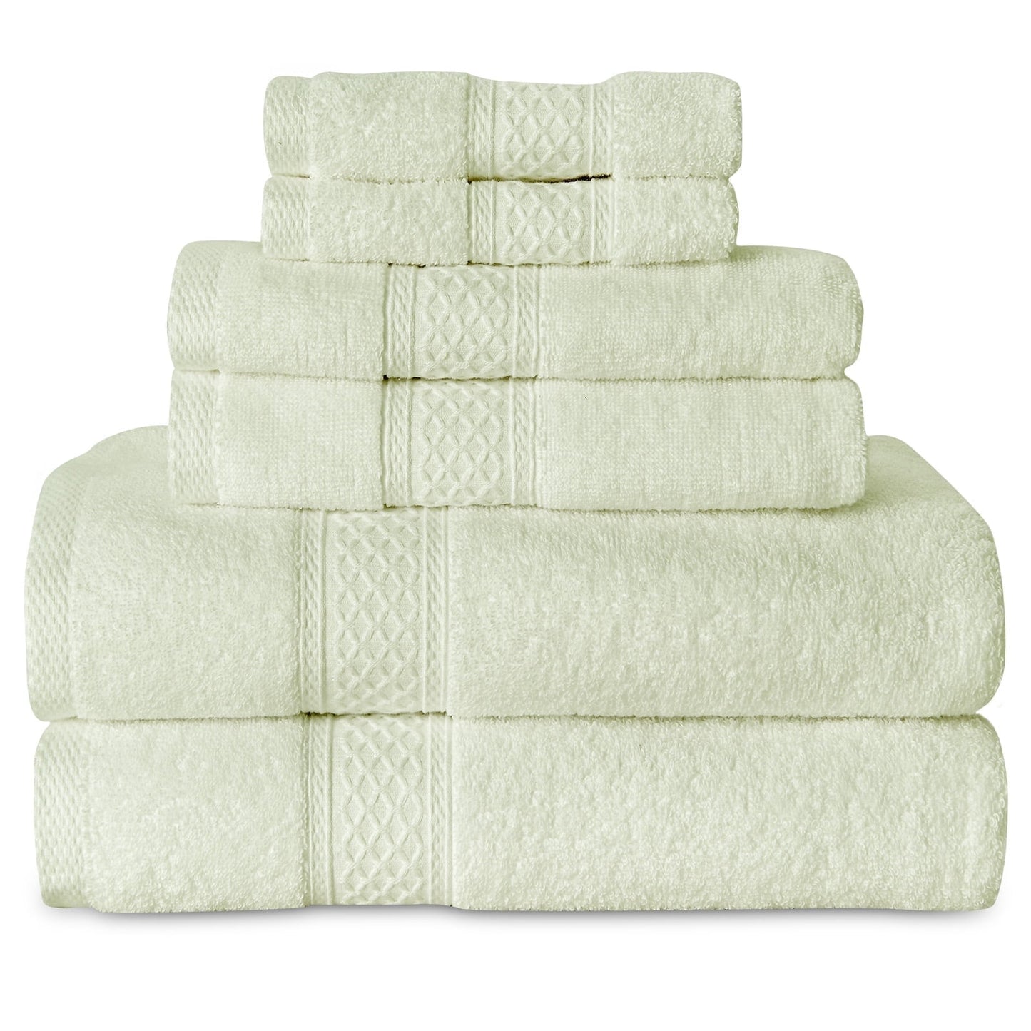 Gogreen 100% Cotton Bath Towel Sets of 6 Pieces, 2 Bath Towels 2 Hand Towels 2 Washcloths, Highly Absorbent Towels for Bathroom, Gym, Hotel (Sage green)
