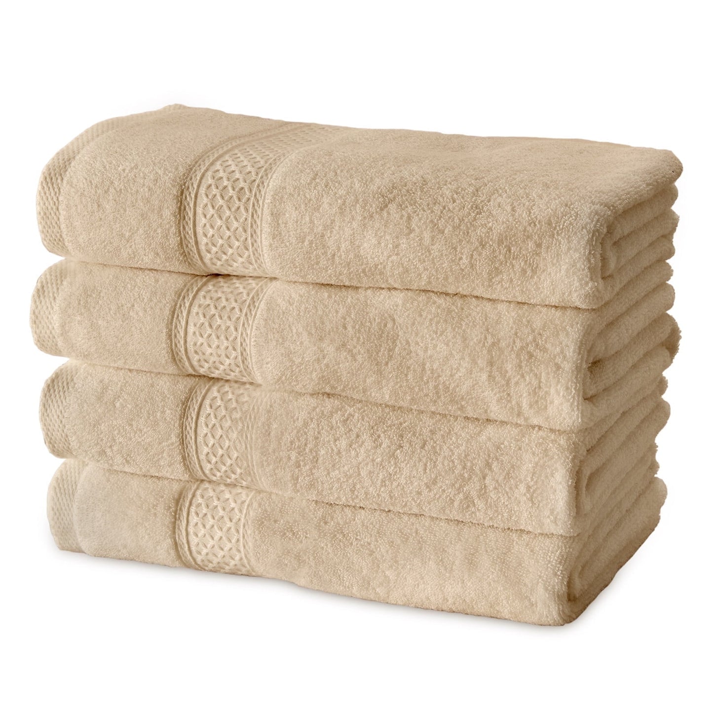 Gogreen 100% Cotton 4-Pack Bath Towel Sets of 4, Bath Towel Highly Absorbent Towels for Bathroom, Gym, Hotel (Beige)