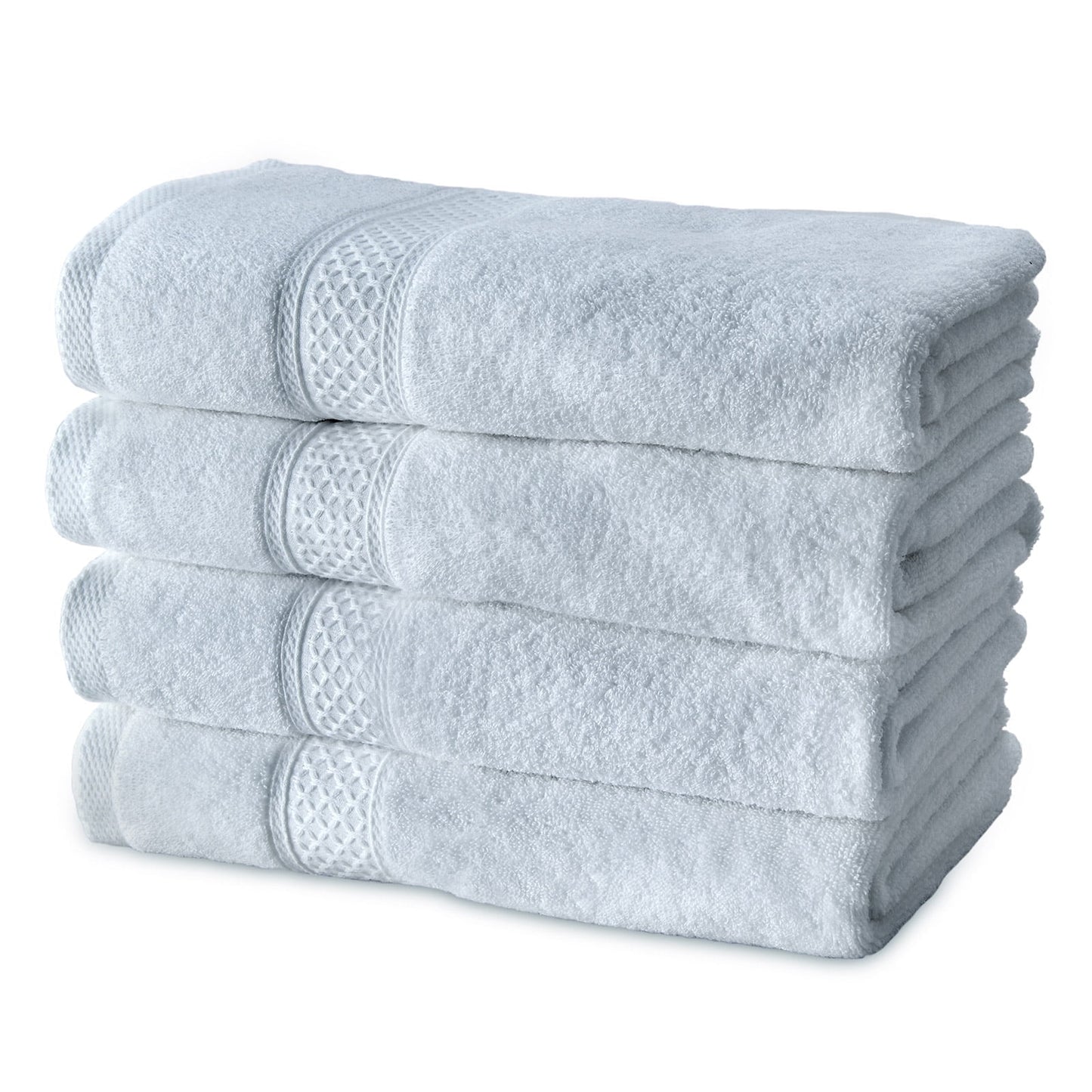 Gogreen 100% Cotton 4-Pack Bath Towel Sets of 4, Bath Towel Highly Absorbent Towels for Bathroom, Gym, Hotel (Light Blue)