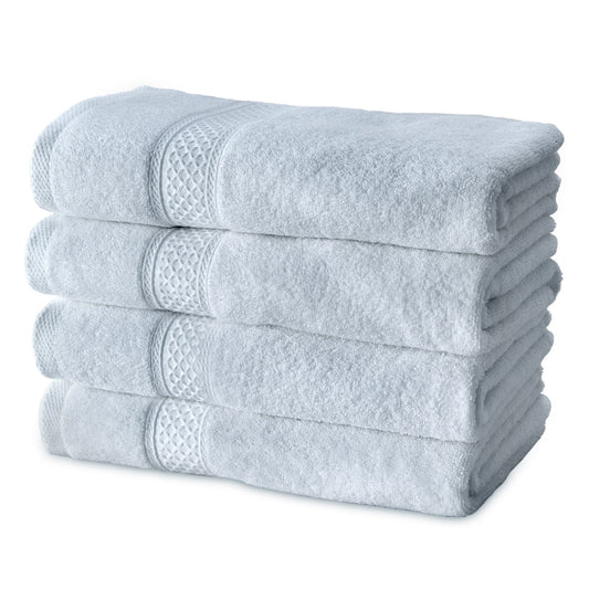 Gogreen 100% Cotton 4-Pack Bath Towel Sets of 4, Bath Towel Highly Absorbent Towels for Bathroom, Gym, Hotel (Light Blue)