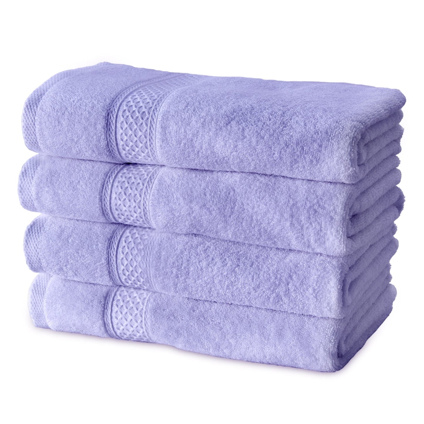 Gogreen 100% Cotton 4-Pack Bath Towel Sets of 4, Bath Towel Highly Absorbent Towels for Bathroom, Gym, Hotel (Light Purple)