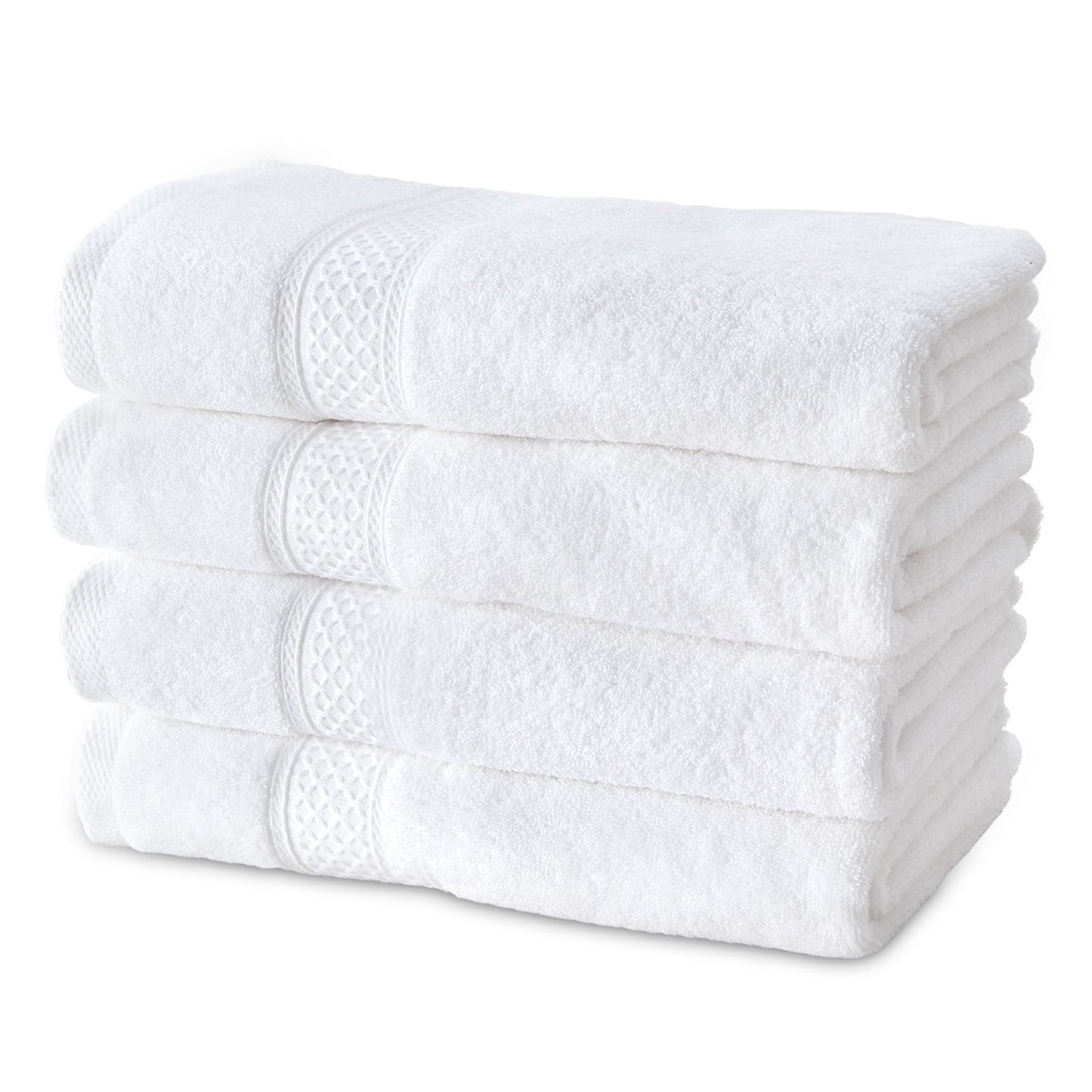 Gogreen 100% Cotton 4-Pack Bath Towel Sets of 4, Bath Towel Highly Absorbent Towels for Bathroom, Gym, Hotel (White)