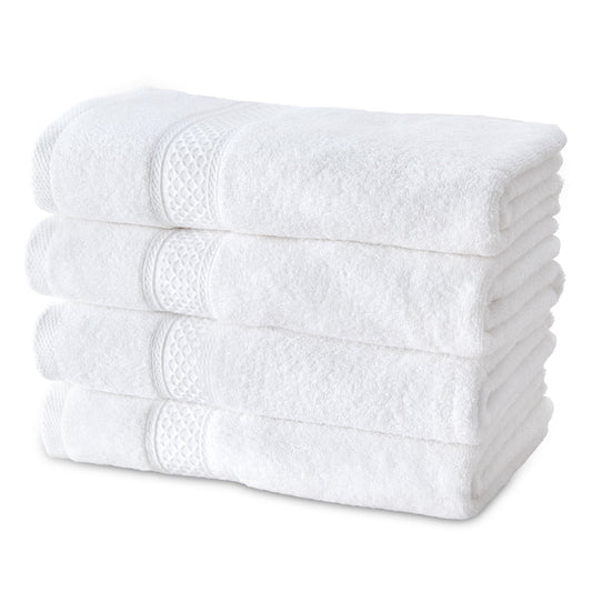 Gogreen 100% Cotton 4-Pack Bath Towel Sets of 4, Bath Towel Highly Absorbent Towels for Bathroom, Gym, Hotel (White)