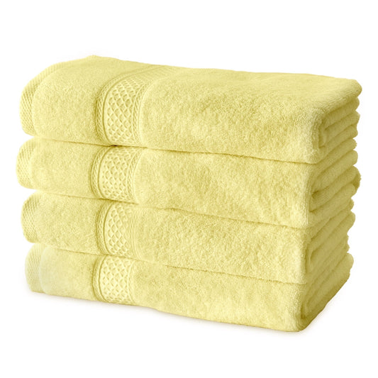 Gogreen 100% Cotton 4-Pack Bath Towel Sets of 4, Bath Towel Highly Absorbent Towels for Bathroom, Gym, Hotel (Yellow)
