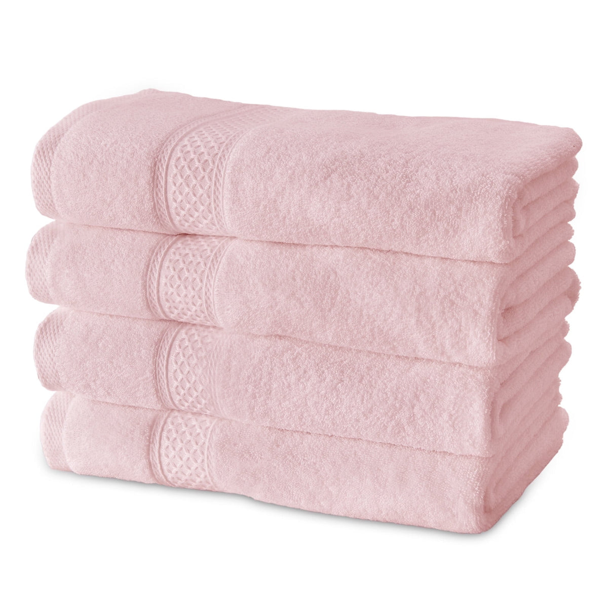 Gogreen 100% Cotton 4-Pack Bath Towel Sets of 4, Bath Towel Highly Absorbent Towels for Bathroom, Gym, Hotel (Blush)