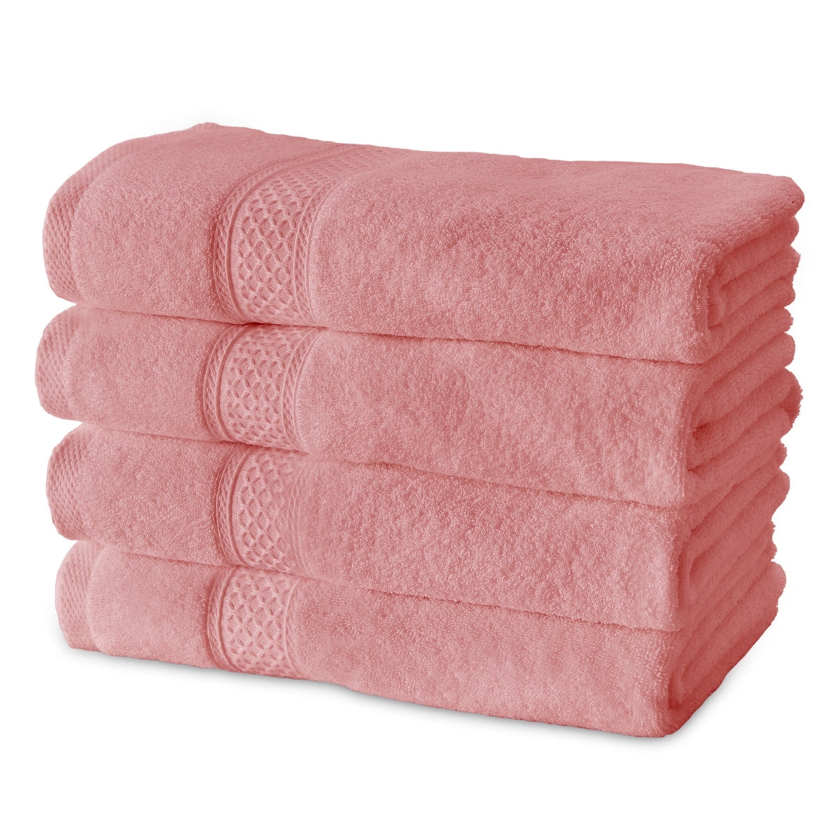 Gogreen 100% Cotton 4-Pack Bath Towel Sets of 4, Bath Towel Highly Absorbent Towels for Bathroom, Gym, Hotel (Pink Coral)