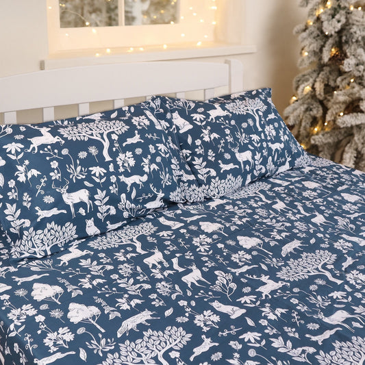Gogreen 100% Cotton Christmas Printed 3PC Deep Pocket Twin Sheet Set Fit 16, Breathable Super Soft Twin Size Sheet Set, Luxury Hotel Style Home Decor Twin Bed Sheet Set, Gift for Women, Men