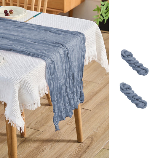 ogreen 12 Pack Table Runner 35x120 Inches for Baby Shower Decoration Gauze Table Runner for Wedding Party First Communion Centerpiece Engagement Bridal Shower Boho Decoration (Blue