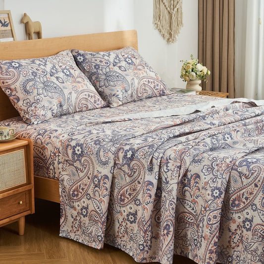 Gogreen 3PC Deep Pocket Twin Sheet Set Fit 14, Breathable Microfiber Super Soft Twin Size Sheet Set, Luxury Hotel Style Home Decor Twin Bed Sheet Set, Gift for Women, Men - Paisley