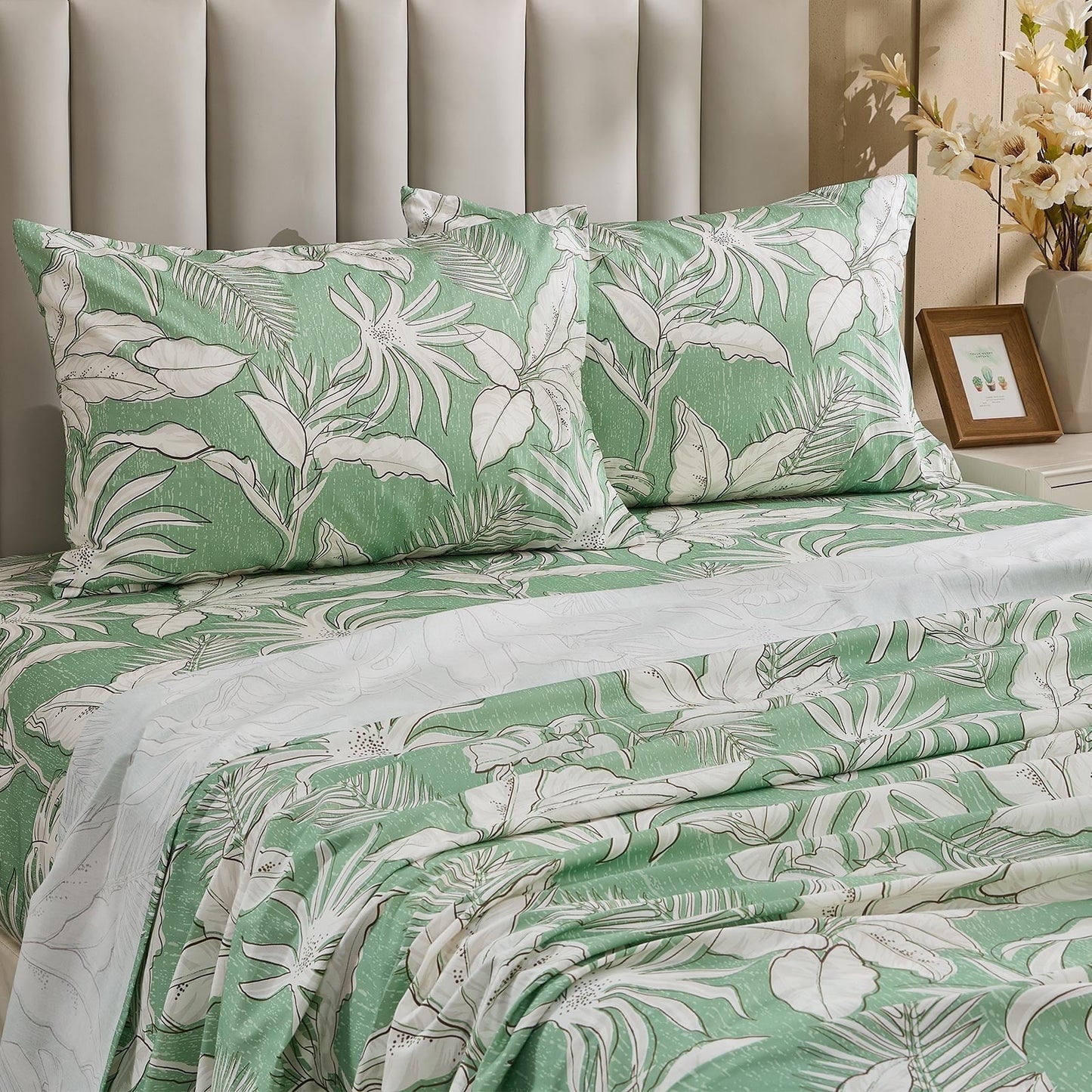 Gogreen 100% Cotton 4PC Deep Pocket Queen Sheet Set Fit 16, Breathable Super Soft Queen Size Sheet Set, Luxury Hotel Style Home Decor Queen Bed Sheet Set, Gift for Women, Men