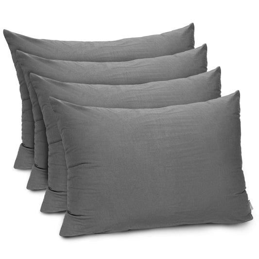 Gogreen Bamboo Rayon Waterproof Pillow Protector, Breathable Pillow Cover, Cooling Pillow Case Protector with Zipper, Super Soft Pillow Case Cover with Zipper (4 Packs, Queen 20x30, Dark Grey)