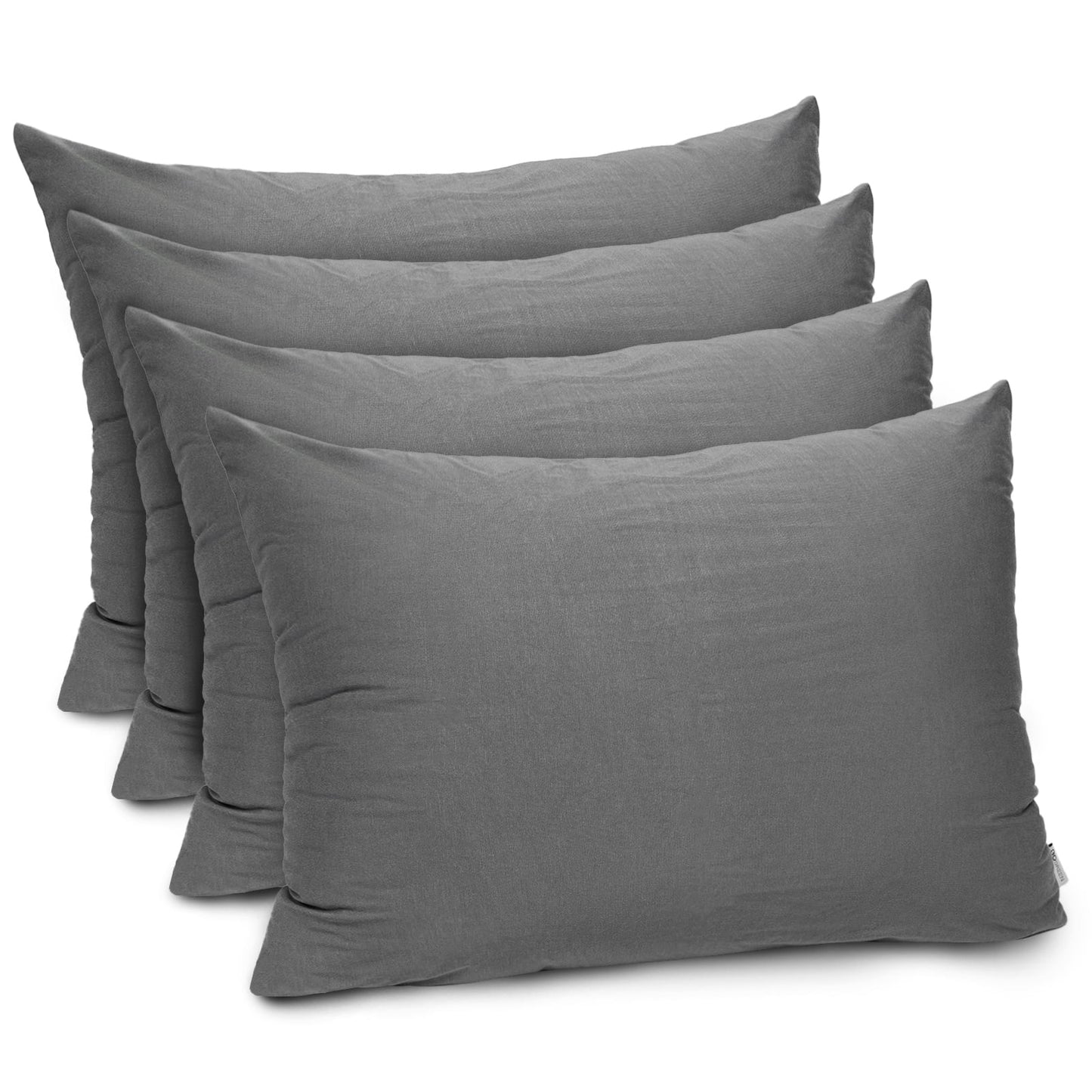 Gogreen Bamboo Rayon Waterproof Pillow Protector, Breathable Pillow Cover, Cooling Pillow Case Protector with Zipper, Super Soft Pillow Case Cover with Zipper (4 Packs, Standard 20x26, Dark Grey)