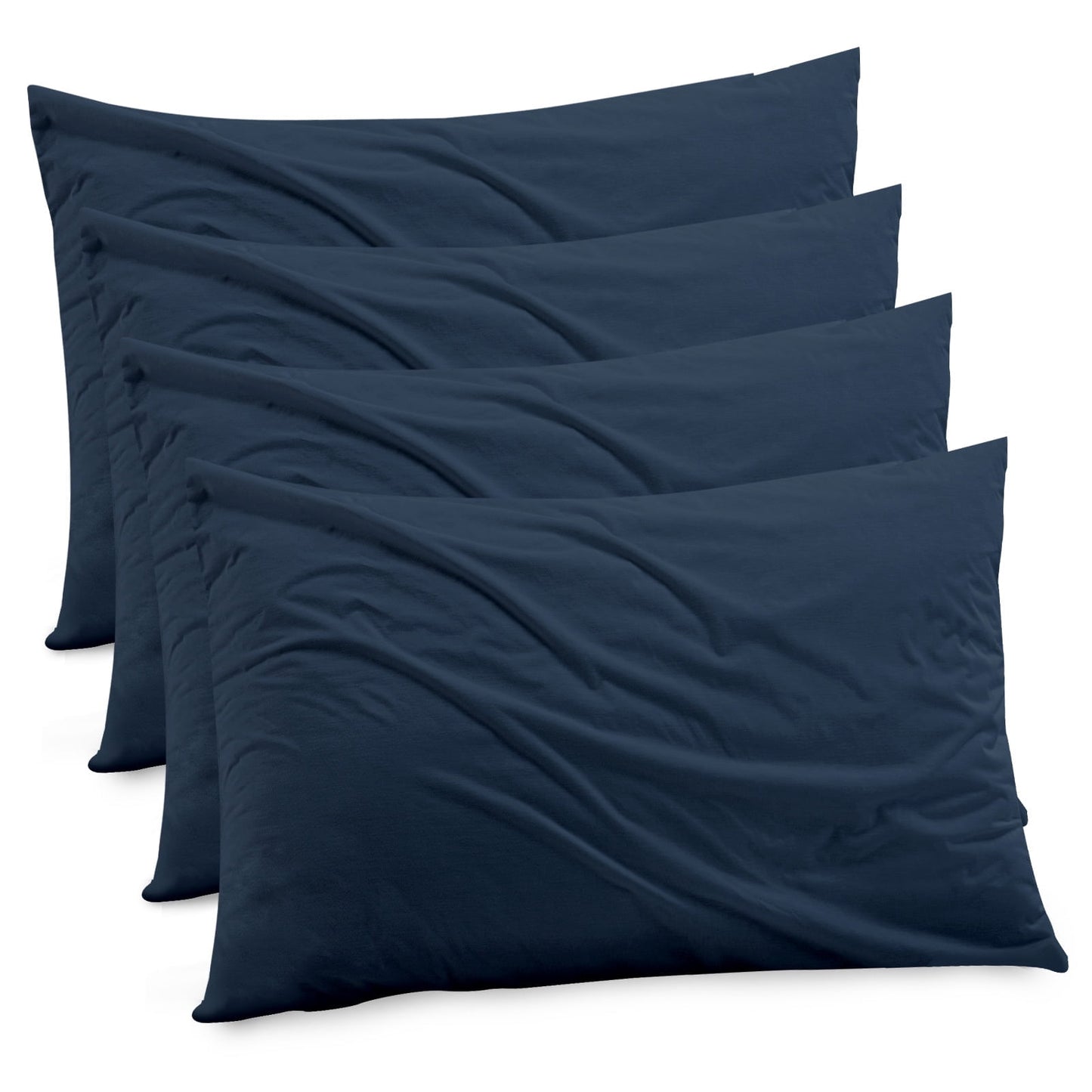 Gogreen Bamboo Rayon Waterproof Pillow Protector, Breathable Pillow Cover, Cooling Pillow Case Protector with Zipper, Super Soft Pillow Case Cover with Zipper (4 Packs, Standard 20x26, Dark Blue)