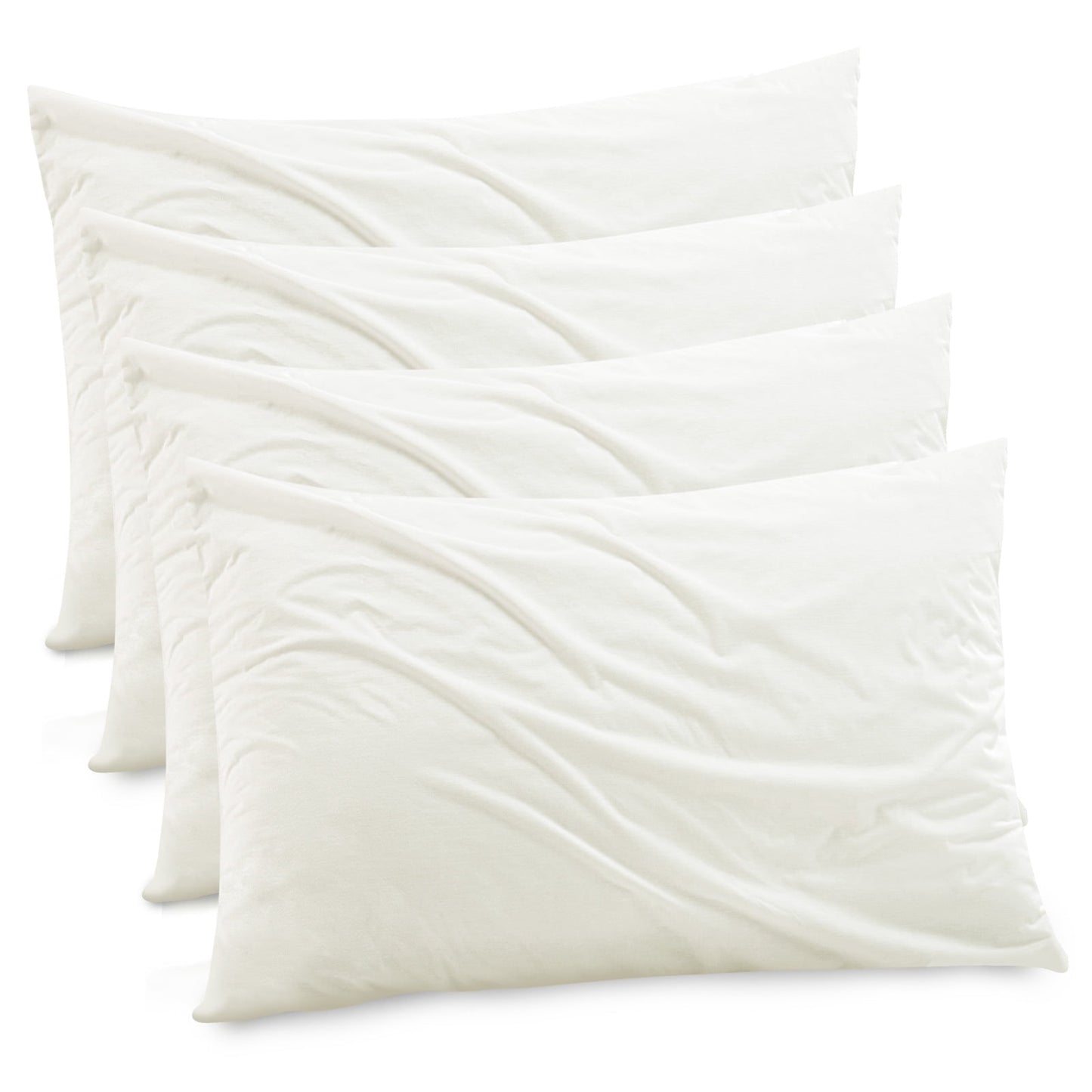 Gogreen Bamboo Rayon Waterproof Pillow Protector, Breathable Pillow Cover, Cooling Pillow Case Protector with Zipper, Super Soft Pillow Case Cover with Zipper (4 Packs, Queen 20x30, Beige)