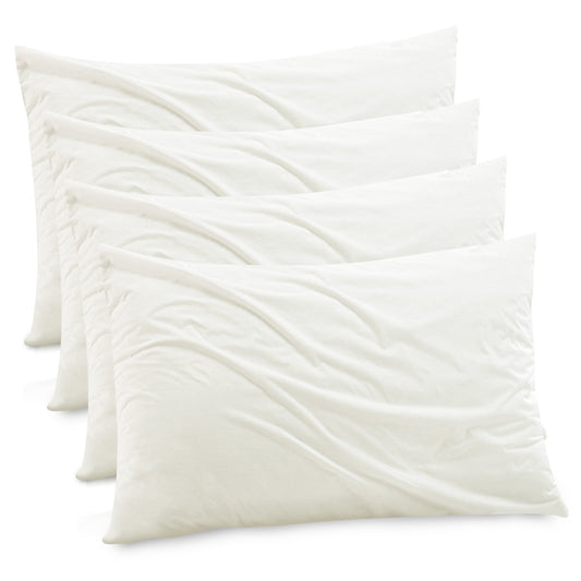 Gogreen Bamboo Rayon Waterproof Pillow Protector, Breathable Pillow Cover, Cooling Pillow Case Protector with Zipper, Super Soft Pillow Case Cover with Zipper (4 Packs, Queen 20x30, Beige)