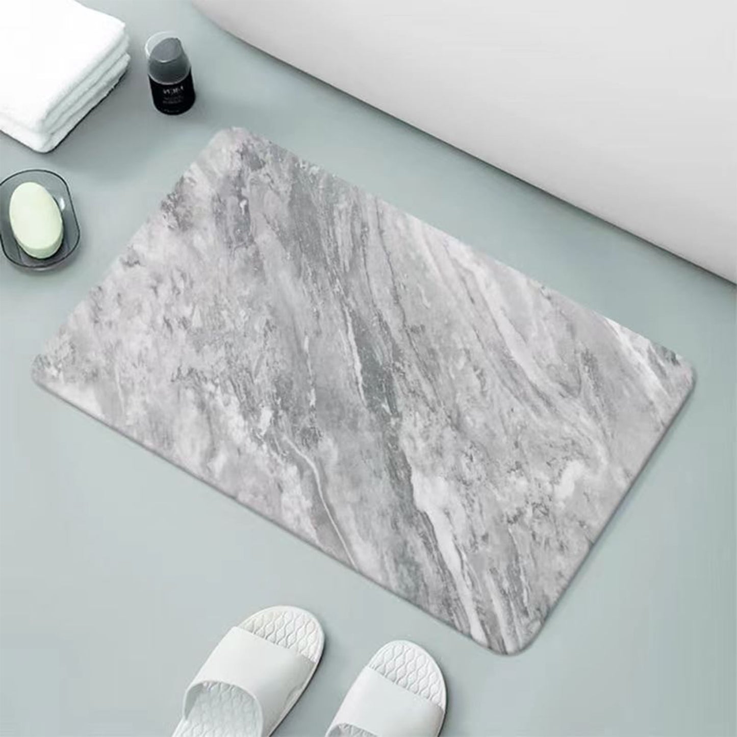 Gogreen Bath Mat - Bathroom Mat Rug Non Slip Super Absorbent Stain Resistant Quick Dry Thin Bathroom Rug-Bath Mats for Bathroom Floor Bathtub Vanity-Bathmat Bath Rug Easy Care (Grey, 16x24)