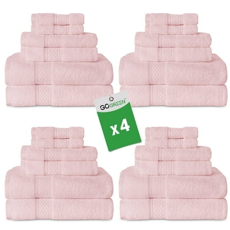Gogreen Blush Pink Bath Towel Sets of 6 Pieces, 2 Bath Towels 2 Hand Towels 2 Washcloths, 100% Cotton Highly Absorbent Towels for Bathroom, Gym, Hotel (Blush Pink) x 4