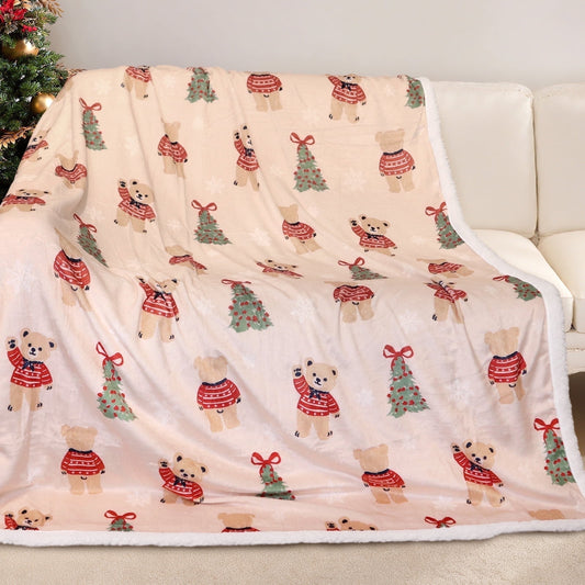 Gogreen Christmas Sherpa Fleece Throw Blanket for Couch Bed Sofa Adults -Soft and Warm Blanket for Winter, Thick and Fuzzy Throw Blanket (Throw - 50 x 60)