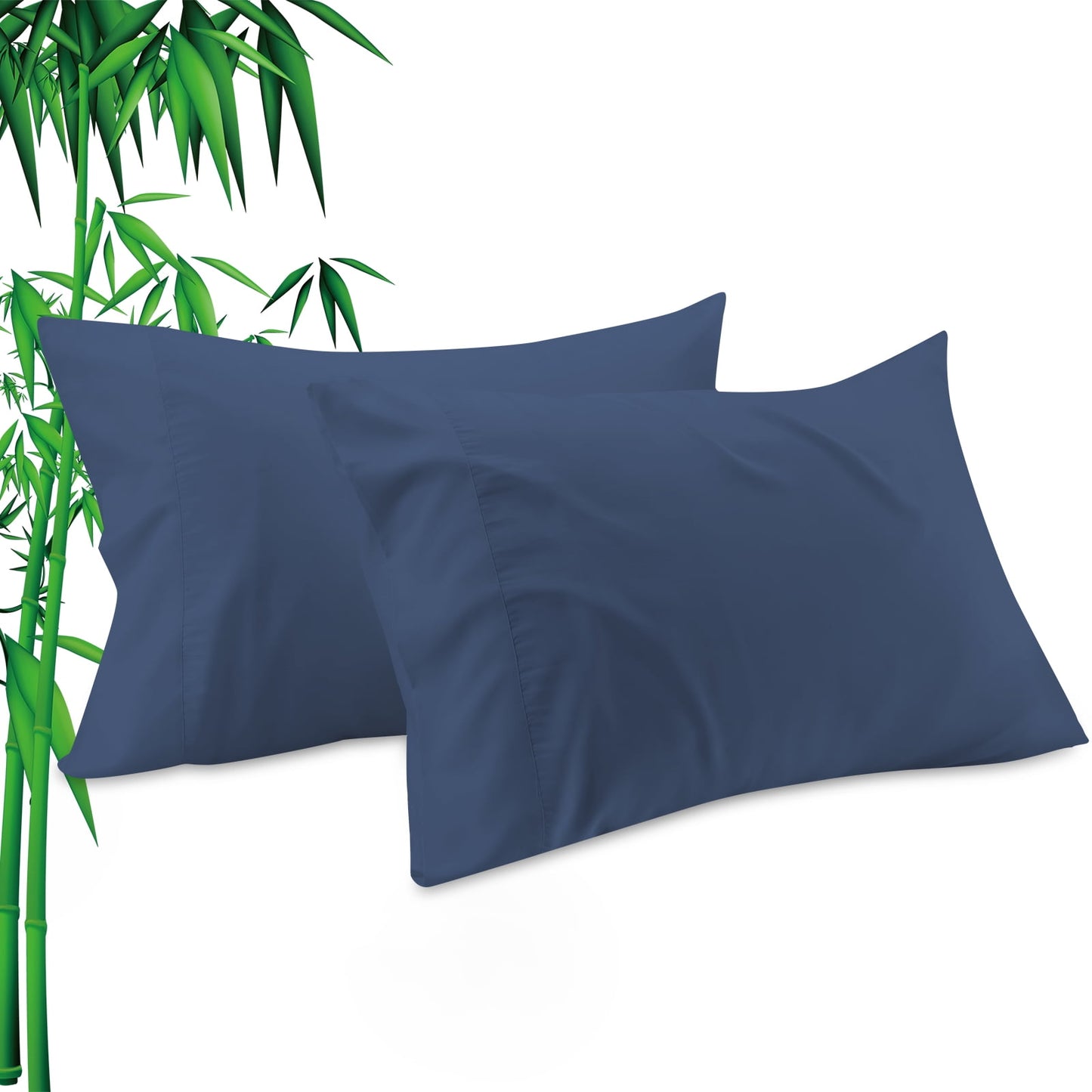 Gogreen Cooling Pillow Cases (Set of 2) for Hot Sleepers & Night Sweats, Rayon Derived from Bamboo Pillow Case, Breathable and Silky Soft Envelope Pillowcases (Navy Blue, Queen 20x30)