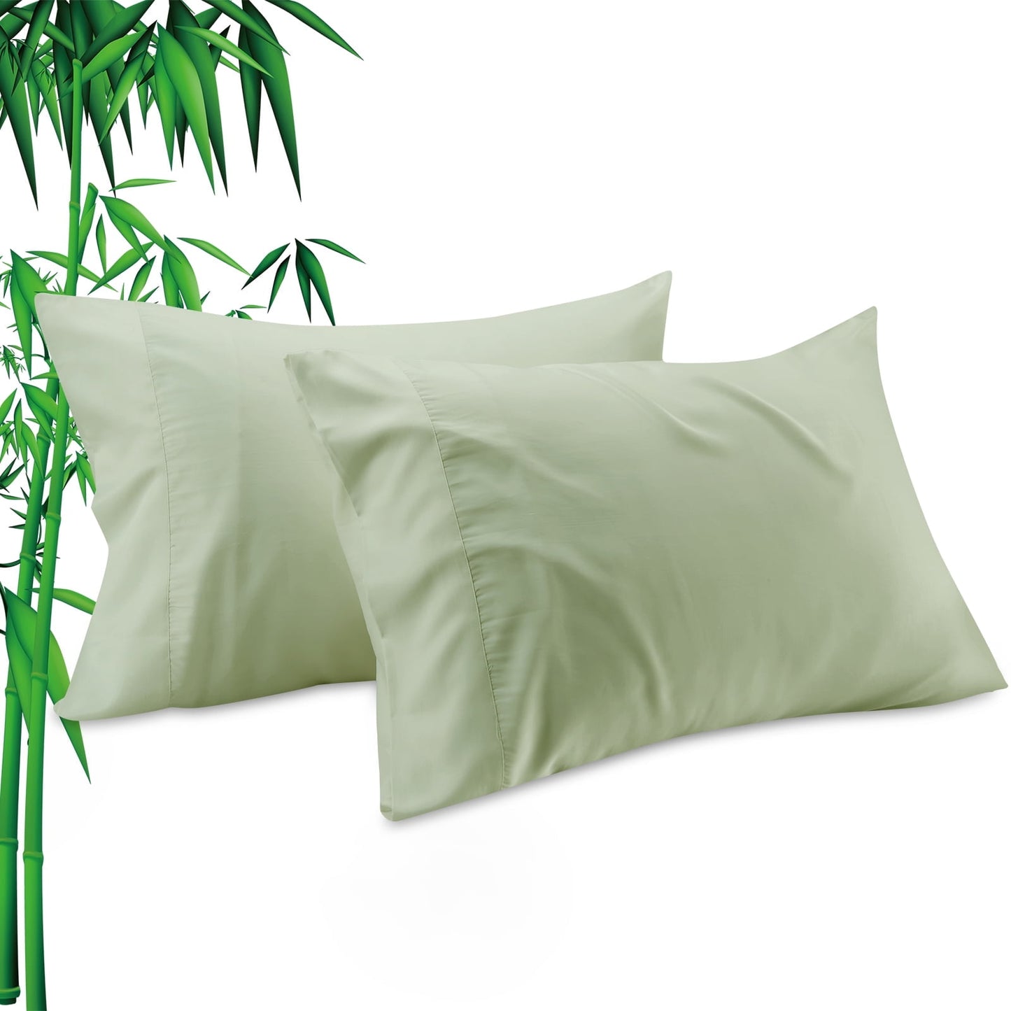 Gogreen Cooling Pillow Cases (Set of 2) for Hot Sleepers & Night Sweats, Rayon Derived from Bamboo Pillow Case, Breathable and Silky Soft Envelope Pillowcases (Sage Green, Standard 20x26)