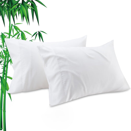 Gogreen Cooling Pillow Cases (Set of 2) for Hot Sleepers & Night Sweats, Rayon Derived from Bamboo Pillow Case, Breathable and Silky Soft Envelope Pillowcases (White, King 20x36)