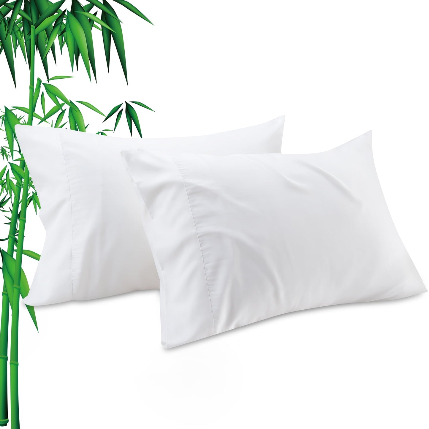 Gogreen Cooling Pillow Cases (Set of 2) for Hot Sleepers & Night Sweats, Rayon Derived from Bamboo Pillow Case, Breathable and Silky Soft Envelope Pillowcases (White, Queen 20x30)