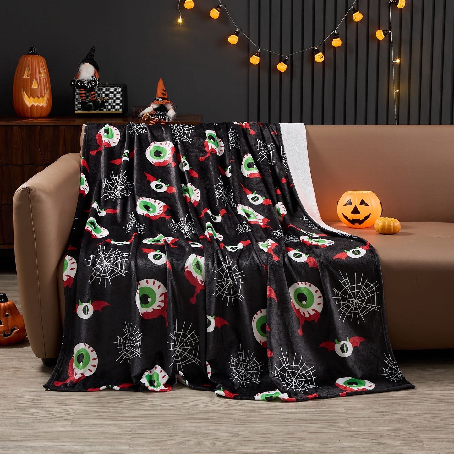 Gogreen Cozy Blanket Printed Blanket Throw Halloween Eyes Blanket - 300 GSM Fleece Blanket Throw Size Blanket for Home Decoration - Ultra Soft Blanket Microfiber Throw Blanket (Throw - 50 x 60)