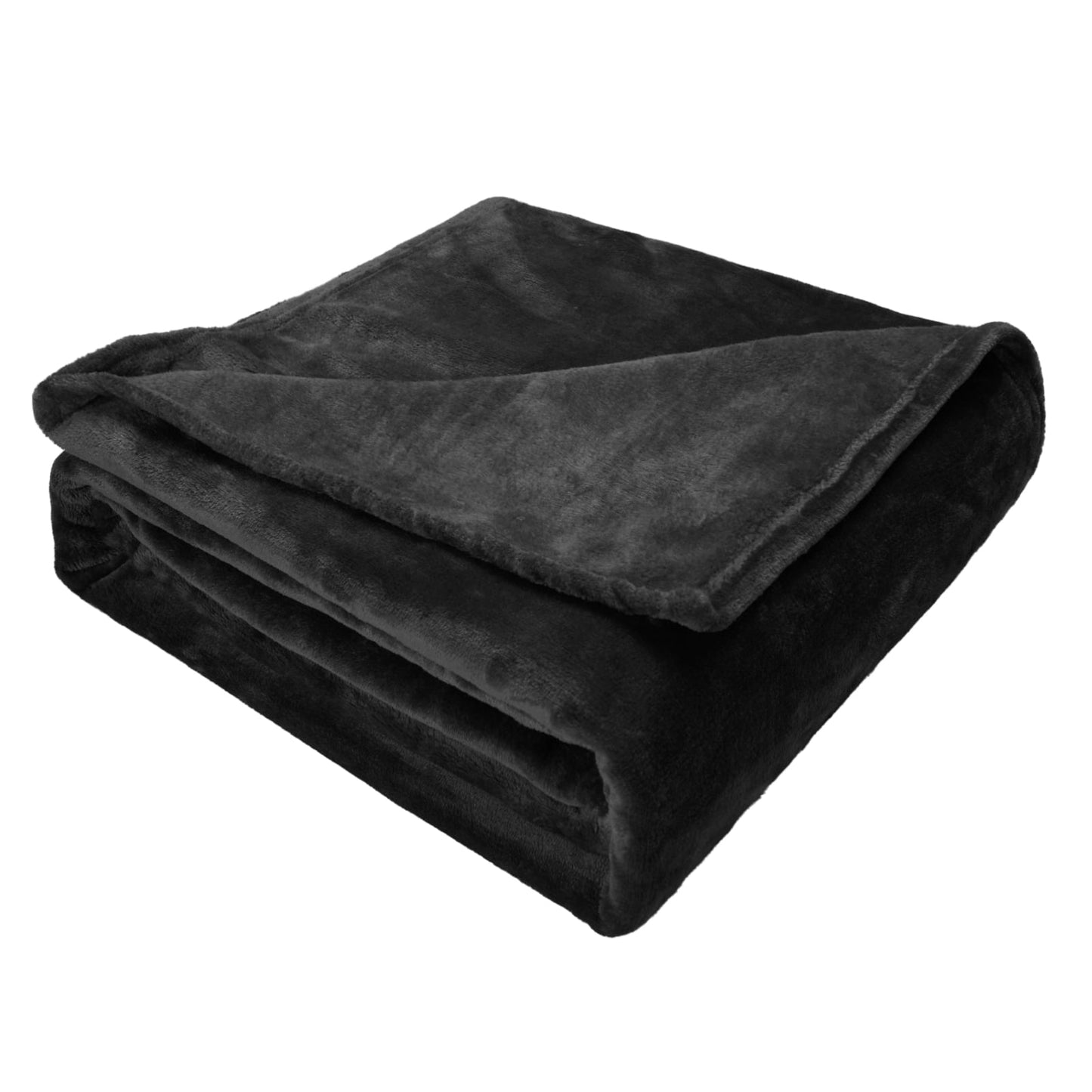 Gogreen Fleece Throw Blanket for Couch & Bed - Lightweight Plush Cozy Fuzzy Soft Blankets and Throws for Sofa, Black, 90x90 Inches