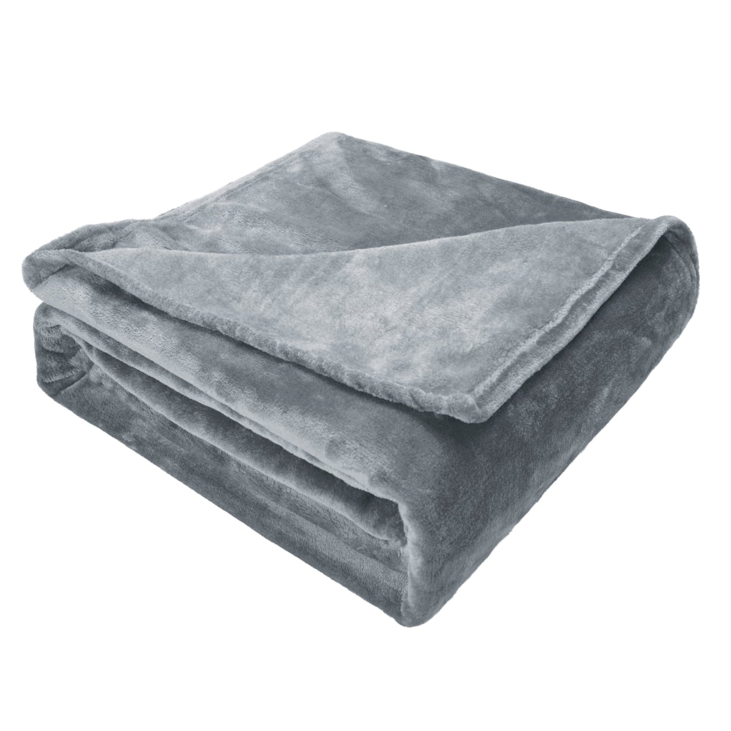 Gogreen Fleece Throw Blanket for Couch & Bed - Lightweight Plush Cozy Fuzzy Soft Blankets and Throws for Sofa, Light Grey, 90x90 Inches