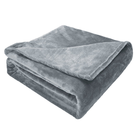 Gogreen Fleece Throw Blanket for Couch & Bed - Lightweight Plush Cozy Fuzzy Soft Blankets and Throws for Sofa, Light Grey, 90x90 Inches