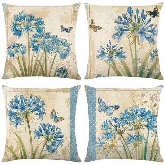 Gogreen  Phantoscope New Living Series Duplex Printing Decorative Throw Pillow Covers, 18 x 18, Flower Butterfly, Set of 4