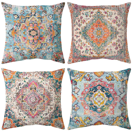 Gogreen  Phantoscope New Living Series Duplex Printing Decorative Throw Pillow Covers, 18 x 18, Orange Boho, Set of 4