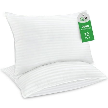 Gogreen Hotel Collection Bed Pillows for Sleeping - Down Alternative Pillows for Side, Back, and Stomach Sleepers King Size Pillows 12 Pack, 20 x 36 Inches