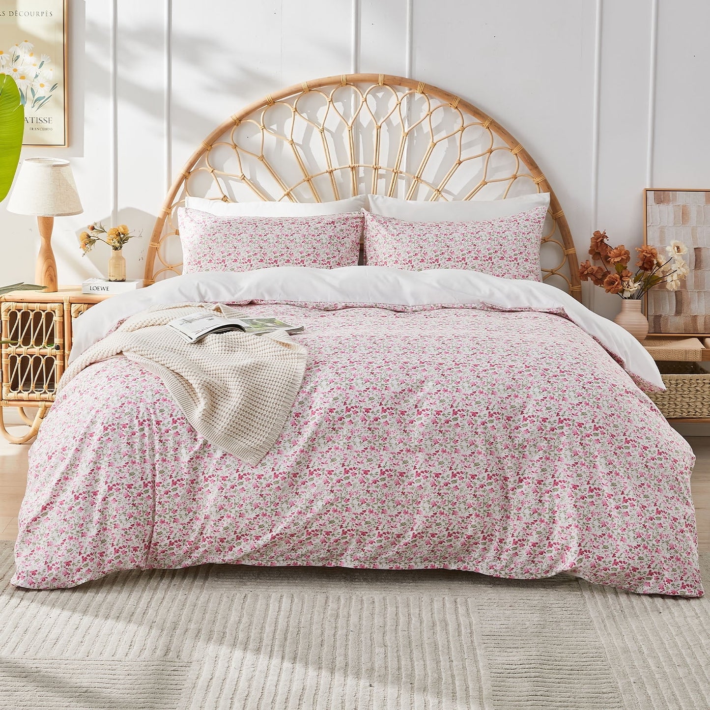 Gogreen King Duvet Cover Set, Soft & Breathable Microfiber 3 Pieces King Bedding Sets, Pattern King Comfy Duvet Cover Set, with Zipper Closure (King)