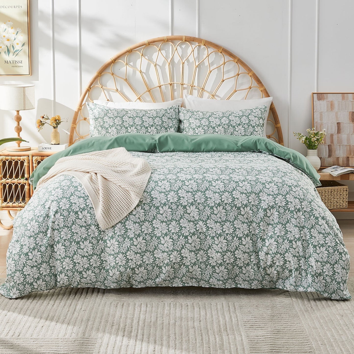 Gogreen King Duvet Cover Set, Soft & Breathable Microfiber 3 Pieces King Bedding Sets, Pattern King Comfy Duvet Cover Set, with Zipper Closure (King)
