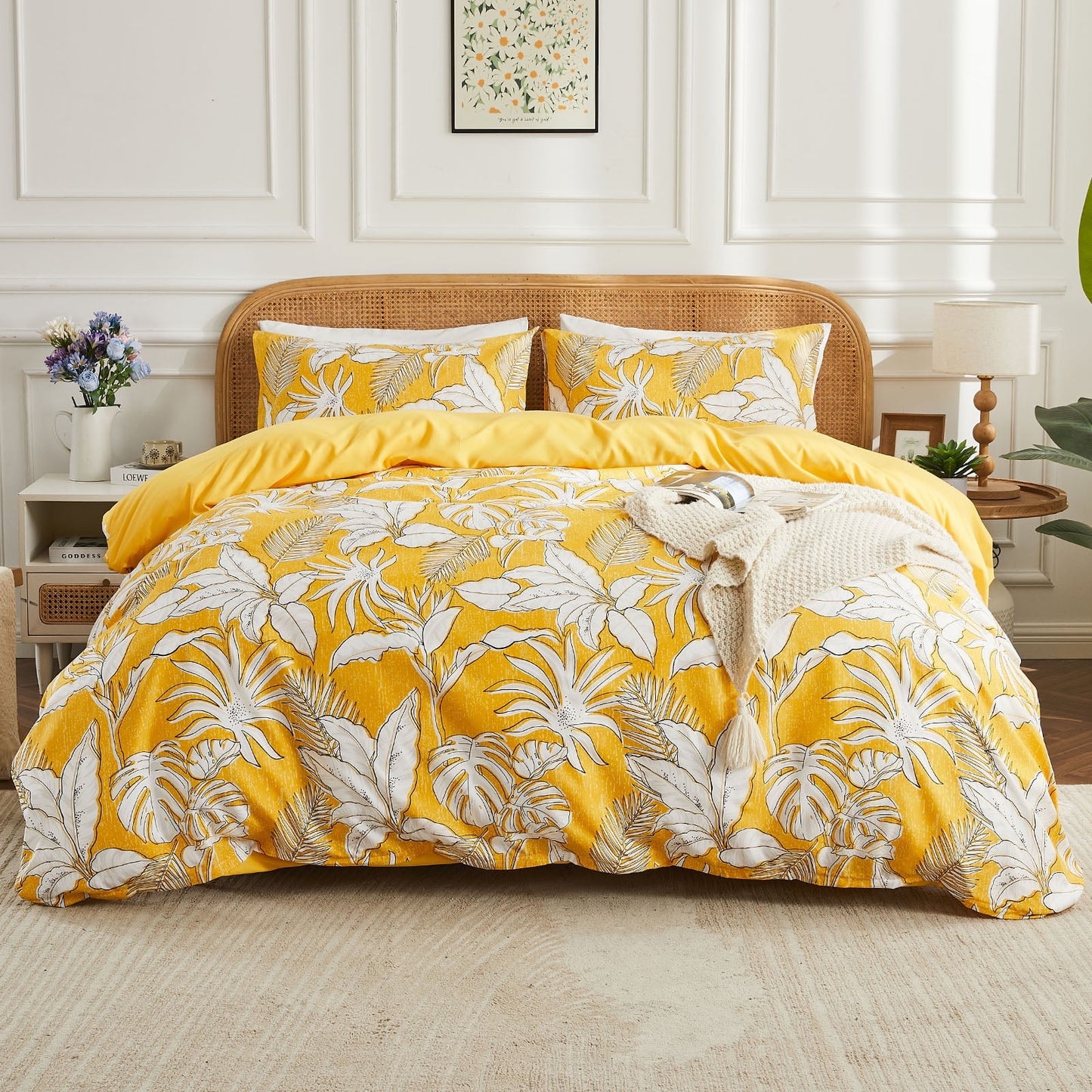 Gogreen King Duvet Cover Set, Soft & Breathable Microfiber 3 Pieces King Bedding Sets, Pattern King Comfy Duvet Cover Set, with Zipper Closure (King)