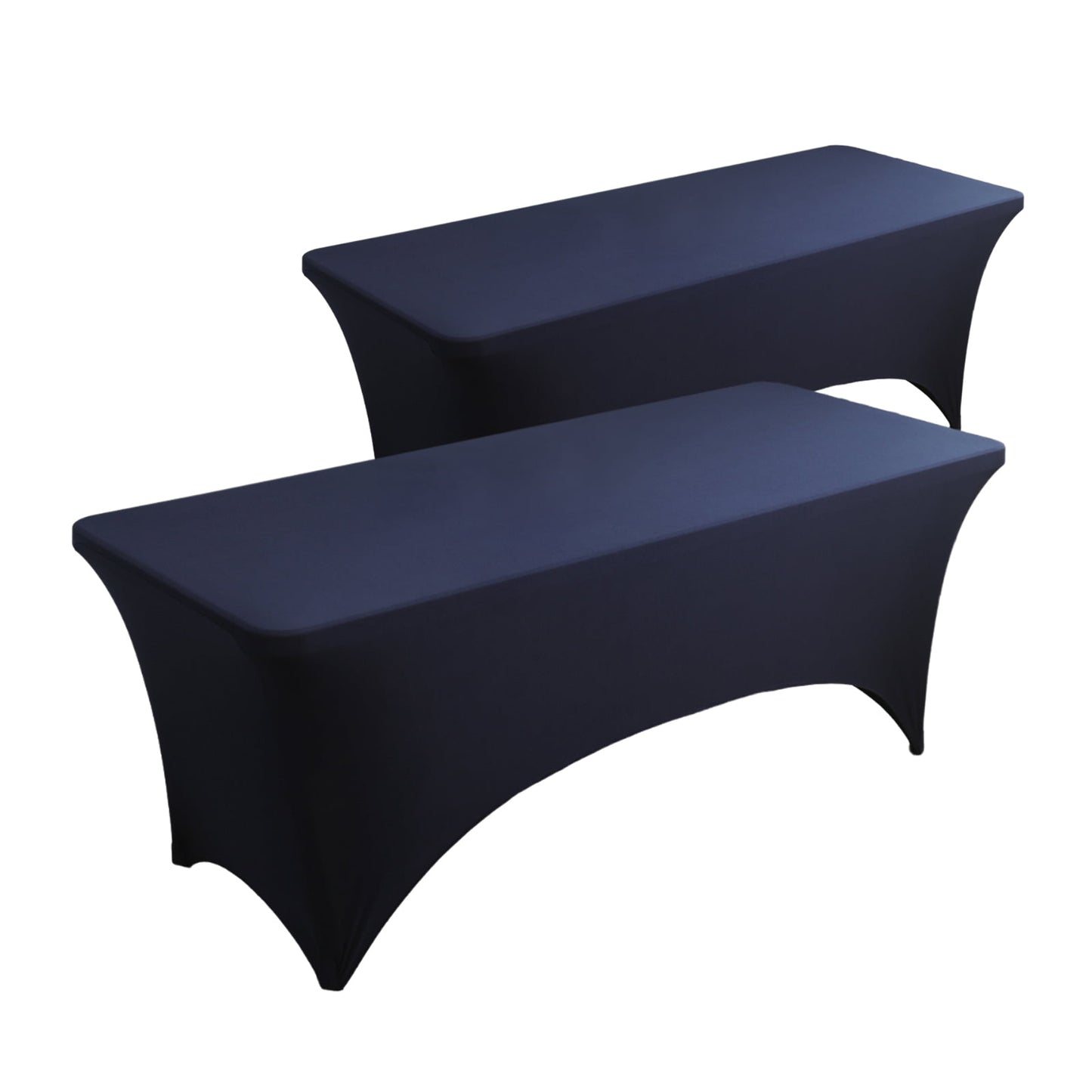 Gogreen Kitchen Spandex Tablecloth 2 Pack [6FT, Dark Blue] Tight, Fitted, Washable and Wrinkle Resistant Stretch Rectangular Patio Table Cover for Event, Wedding, Banquet & Parties [72Lx30Wx30H Inch]