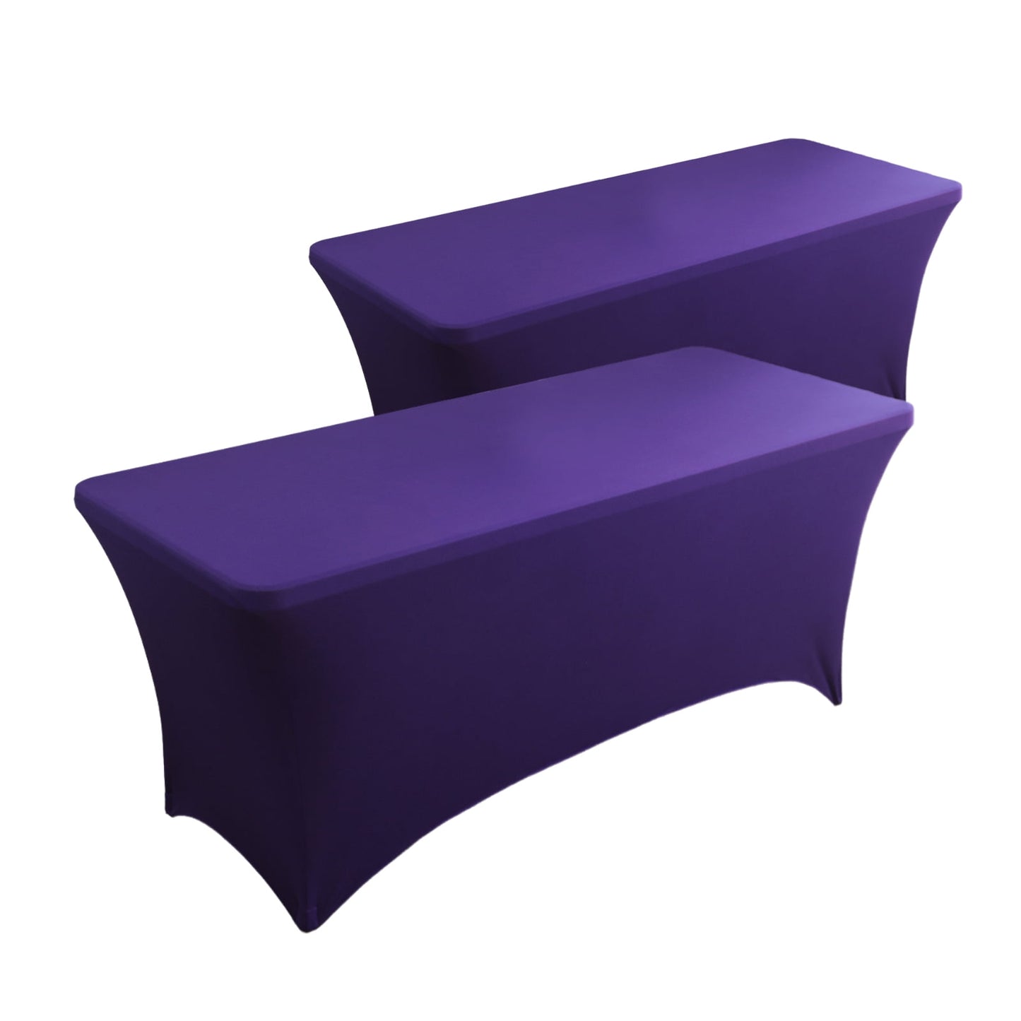 Gogreen Kitchen Spandex Tablecloth 2 Pack [6FT, Purple] Tight, Fitted, Washable and Wrinkle Resistant Stretch Rectangular Patio Table Cover for Event, Wedding, Banquet & Parties [72Lx30Wx30H Inch]