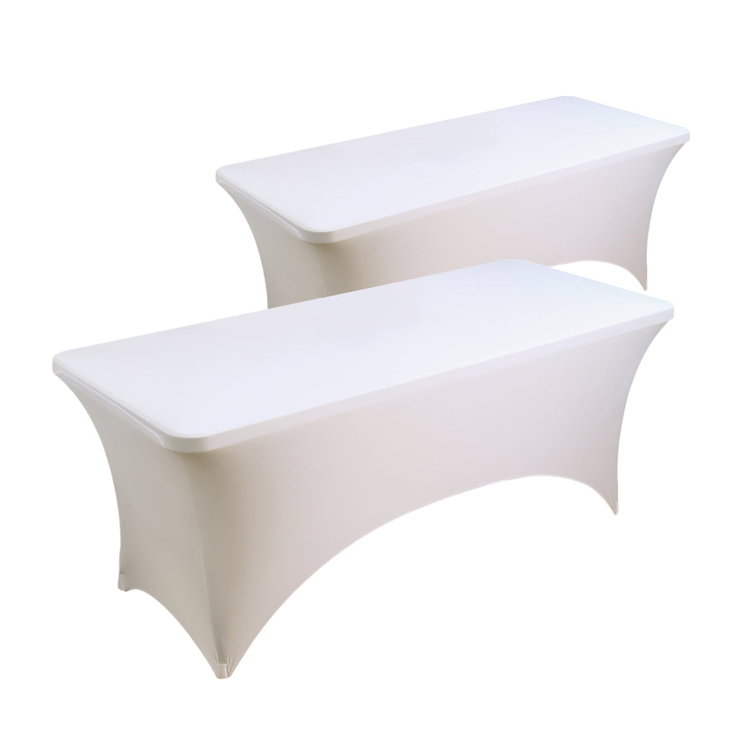 Gogreen Kitchen Spandex Tablecloth 2 Pack [6FT, White] Tight, Fitted, Washable and Wrinkle Resistant Stretch Rectangular Patio Table Cover for Event, Wedding, Banquet & Parties [72Lx30Wx30H Inch]