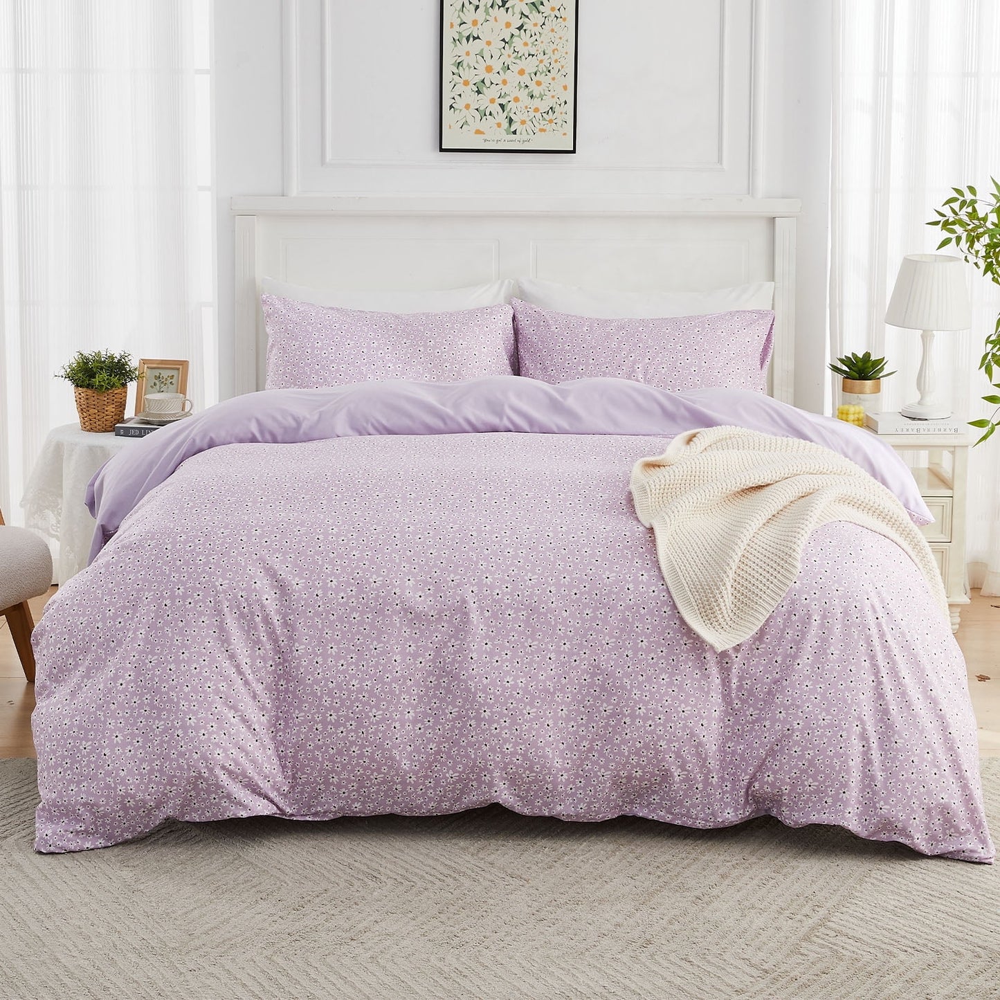 Gogreen Queen Duvet Cover Set, Soft & Breathable Microfiber 3 Pieces Queen Bedding Sets, Pattern Queen Comfy Duvet Cover Set, with Zipper Closure (Queen)